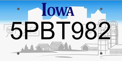 5PBT982 Iowa License Plate