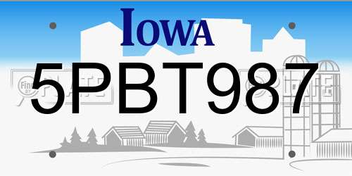 5PBT987 Iowa License Plate