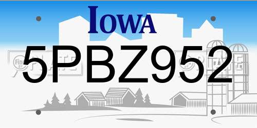 5PBZ952 Iowa License Plate