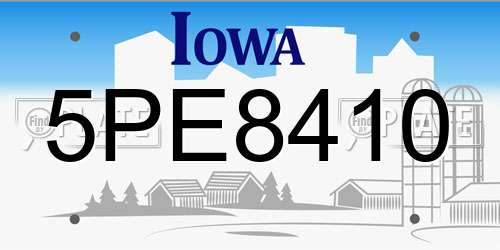5PE8410 Iowa License Plate