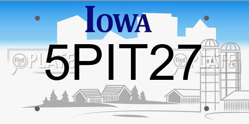 5PIT27 Iowa License Plate