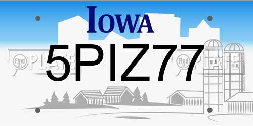 5PIZ77 Iowa License Plate