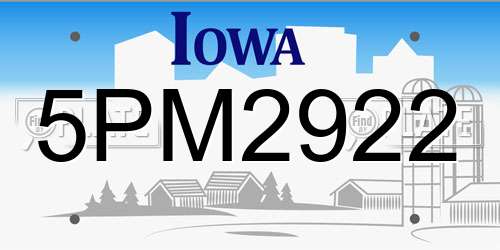 5PM2922 Iowa License Plate