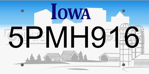 5PMH916 Iowa License Plate
