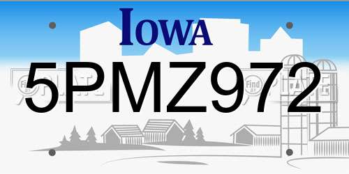 5PMZ972 Iowa License Plate
