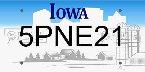5PNE21 Iowa License Plate