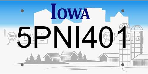 5PNI401 Iowa License Plate