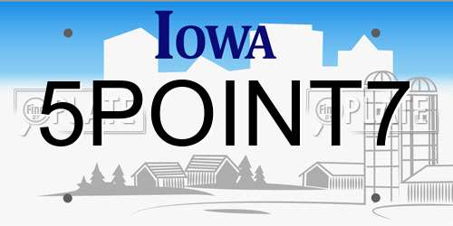 5POINT7 Iowa License Plate