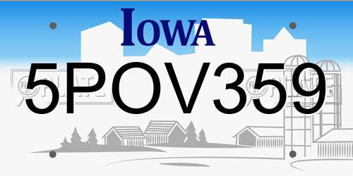 5POV359 Iowa License Plate