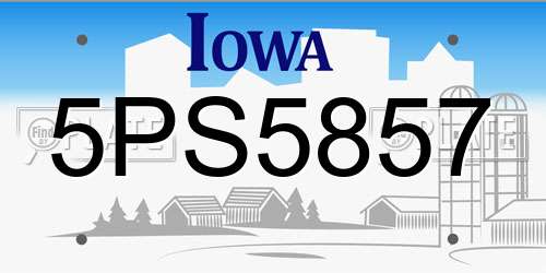 5PS5857 Iowa License Plate