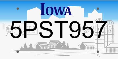 5PST957 Iowa License Plate