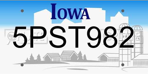 5PST982 Iowa License Plate