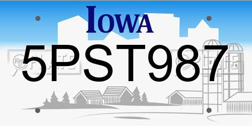 5PST987 Iowa License Plate