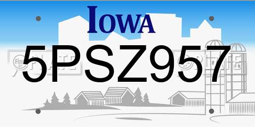 5PSZ957 Iowa License Plate