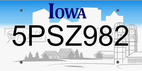 5PSZ982 Iowa License Plate