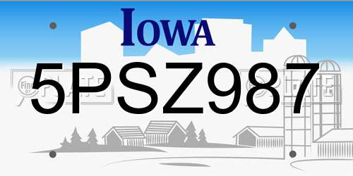 5PSZ987 Iowa License Plate