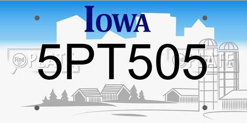 5PT505 Iowa License Plate