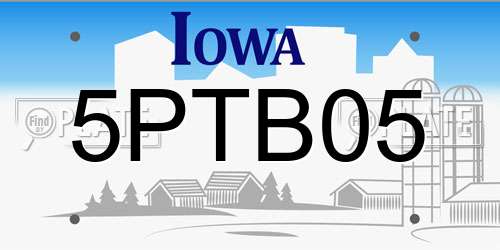 5PTB05 Iowa License Plate