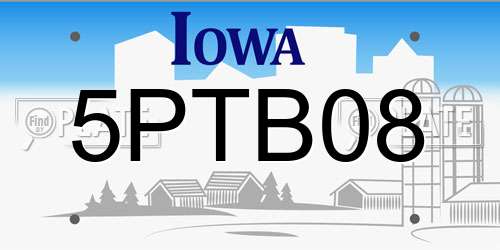 5PTB08 Iowa License Plate