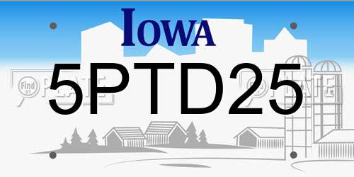 5PTD25 Iowa License Plate