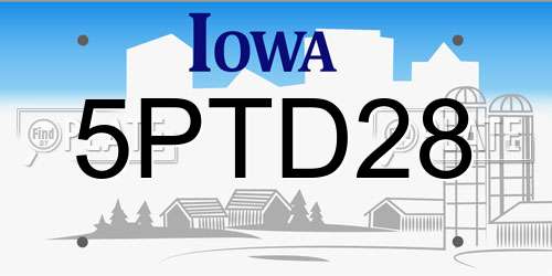 5PTD28 Iowa License Plate