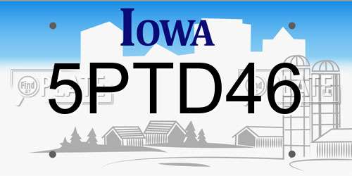 5PTD46 Iowa License Plate