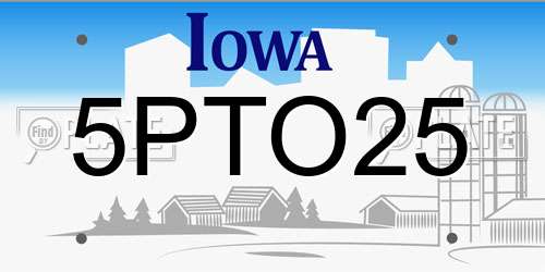 5PTO25 Iowa License Plate