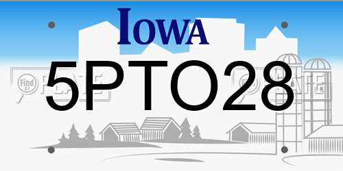 5PTO28 Iowa License Plate