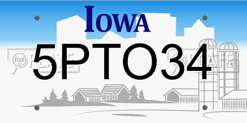 5PTO34 Iowa License Plate