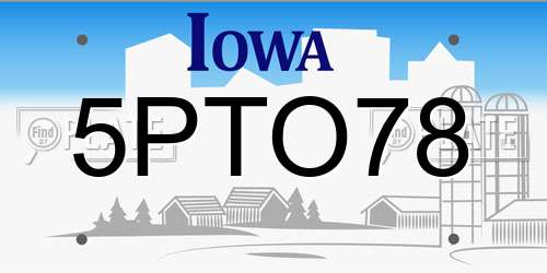 5PTO78 Iowa License Plate