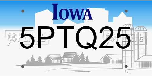 5PTQ25 Iowa License Plate