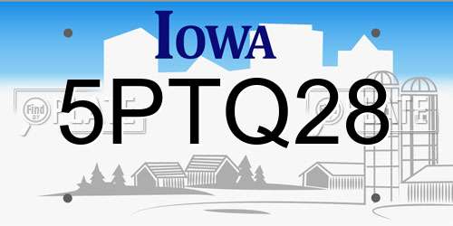 5PTQ28 Iowa License Plate