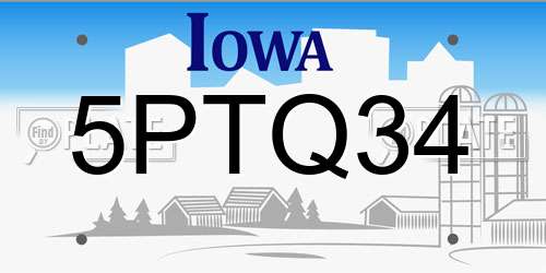 5PTQ34 Iowa License Plate
