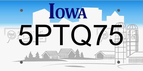 5PTQ75 Iowa License Plate
