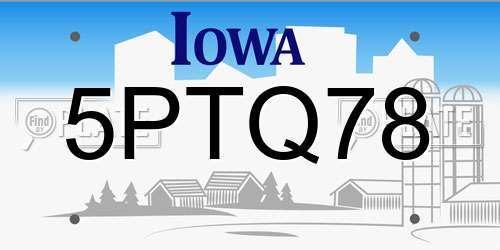 5PTQ78 Iowa License Plate