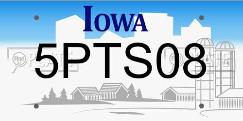 5PTS08 Iowa License Plate