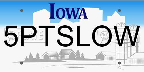 5PTSLOW Iowa License Plate