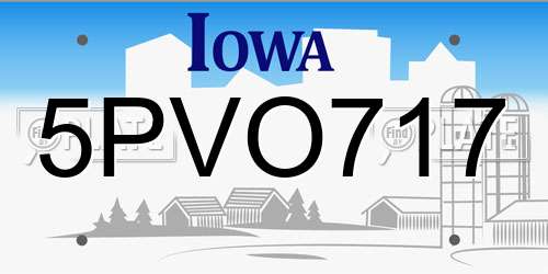 5PVO717 Iowa License Plate