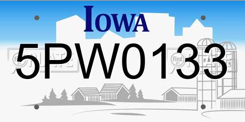 5PW0133 Iowa License Plate