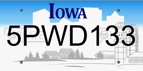 5PWD133 Iowa License Plate