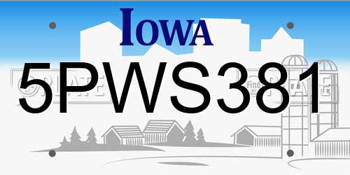 5PWS381 Iowa License Plate