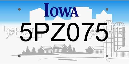 5PZ075 Iowa License Plate