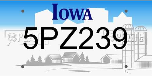 5PZ239 Iowa License Plate