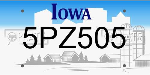 5PZ505 Iowa License Plate