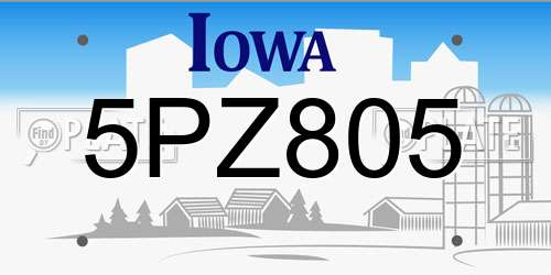 5PZ805 Iowa License Plate