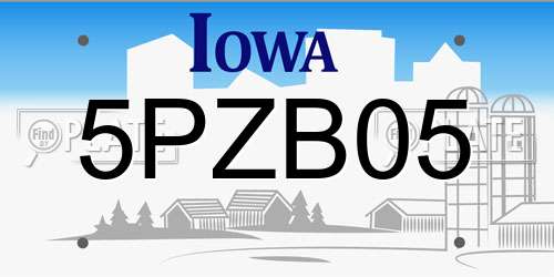 5PZB05 Iowa License Plate