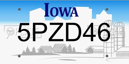 5PZD46 Iowa License Plate