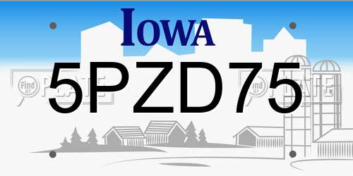 5PZD75 Iowa License Plate