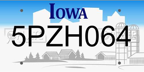 5PZH064 Iowa License Plate