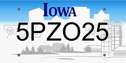 5PZO25 Iowa License Plate